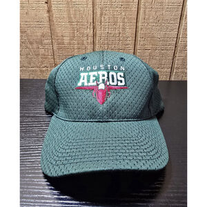 Vintage Houston Aeros AHL Hockey Hat Otto Mesh Snapback Cap Green Rare 90s